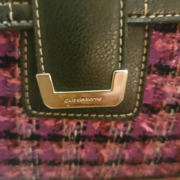 Liz Claiborne Tweed Plaid Fabric Satchel Purse Medium Size 12 by 7 - Picture 4 of 7